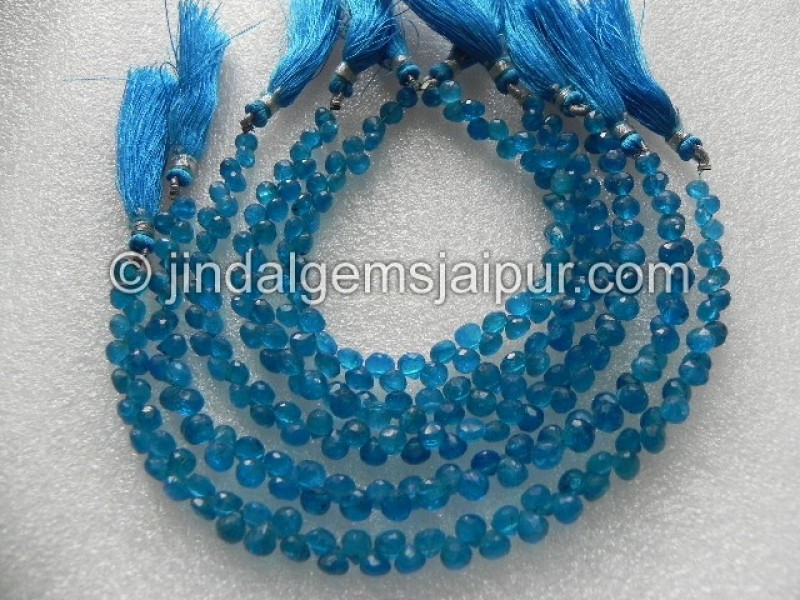 Neon Blue Apatite Faceted Onion Beads